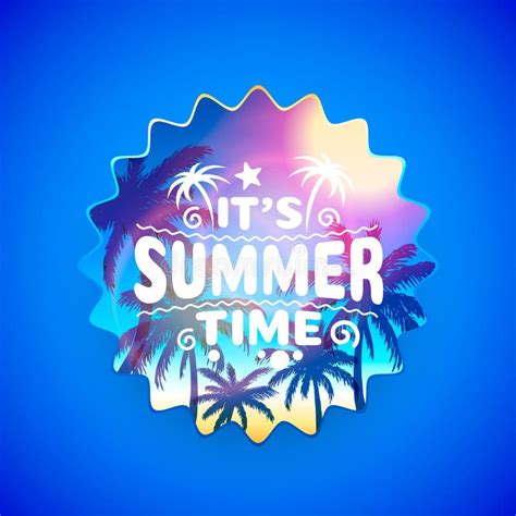 Summer Time Holiday Cover Banner Design Elements In Sky Background