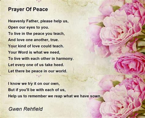 Prayer Of Peace Prayer Of Peace Poem By Gwen Rehfield