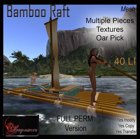 Second Life Marketplace Full Perm Bamboo Raft
