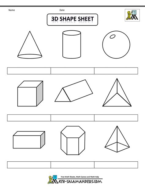 3d Geometric Shapes Sheet Bw Nolab 1000×1294