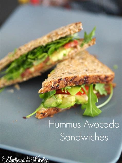 Vegan Hummus Avocado Sandwiches Gathered In The Kitchen