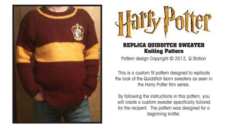 Harry Potter Replica Quidditch Sweater Knitting Pattern