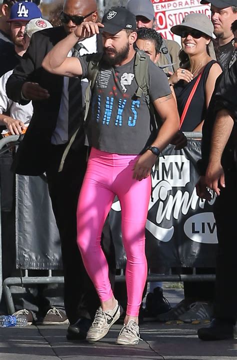 Shia Labeouf Sported Hot Pink Leggings In Support Of Breast Cancer Best Celebrity Pictures