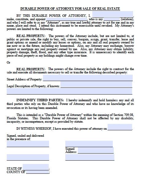 Durable Power Of Attorney Template Free Printable Documents