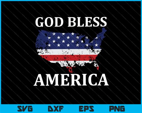God Bless America Usa Flag Svg Png Printable Files Creativeusart