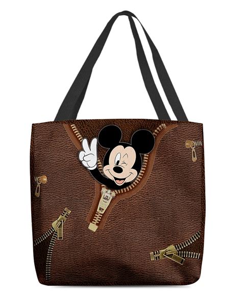 Mickey Mouse As Leather Zipper Tote Bag Tagotee