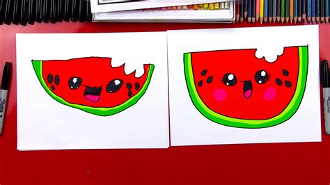 How To Draw A Cartoon Watermelon Art For Kids Hub