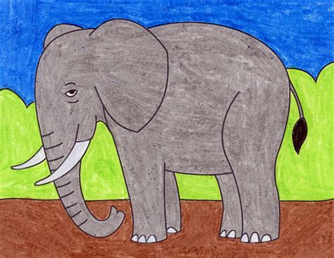 Easy How To Draw An Elephant For Kids Tutorial Video And Elephant