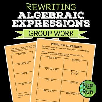 We can't see our operation; Rewriting Algebraic Expressions Group Activity | Algebraic ...