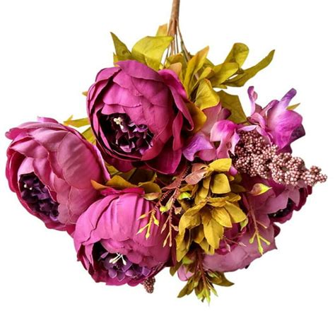 Siaonvr 1 Bouquet Vintage Artificial Peony Silk Flowers Bouquet For