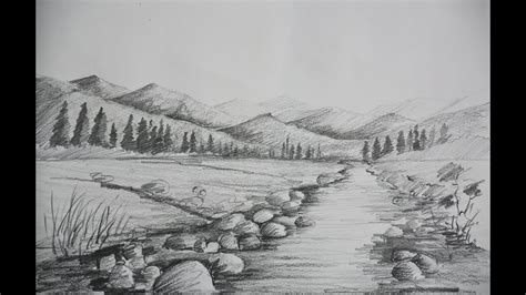 How To Draw And Shade A Simple Landscape For Beginners Youtube