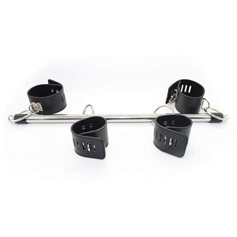 Sex Slave Products Stainless Steel Pole Spreader Bar Bondage With Hand Cuffs And Ankle Cuffs