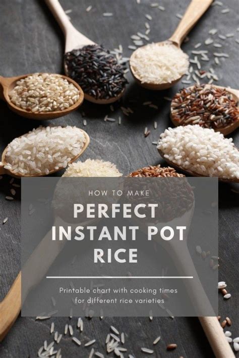 How To Make Perfect Instant Pot Rice Printable Chart Showing Rice