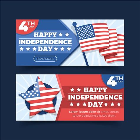 Free Vector Flat Design Independence Day Banners