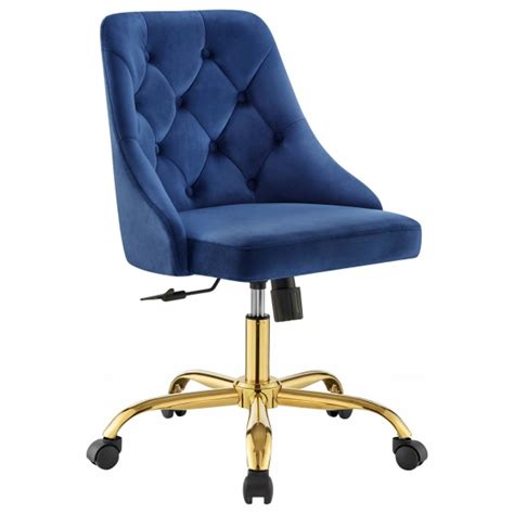 Distinct Tufted Swivel Performance Velvet Office Chair Gold Navy By Modway