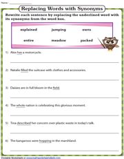 Synonyms Worksheets