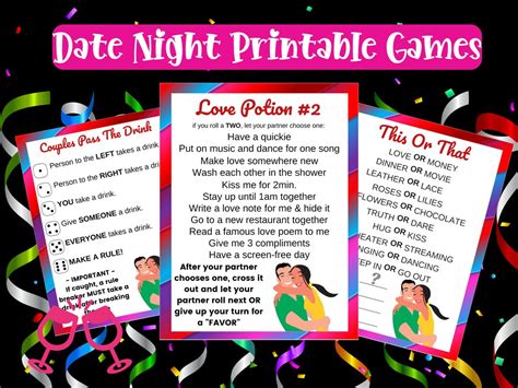 Date Night Printable Games Couples Game Night Adult Party Etsy