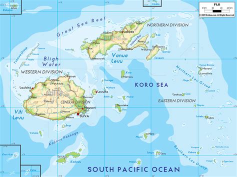 Physical Map Of Fiji Ezilon Maps