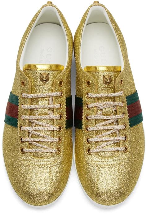 Gucci Leather Gold Glitter Bambi Sneakers In Metallic For Men Lyst