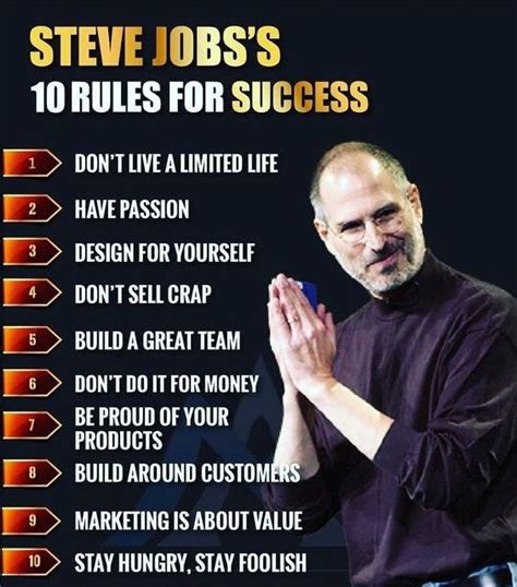 Steve Jobss 10 Rules For Success Steve Jobs Quotes Job Quotes Wisdom