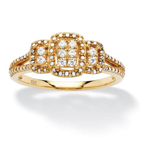 Tcw Round Diamond Square Ring In K Gold Over Sterling Silver At