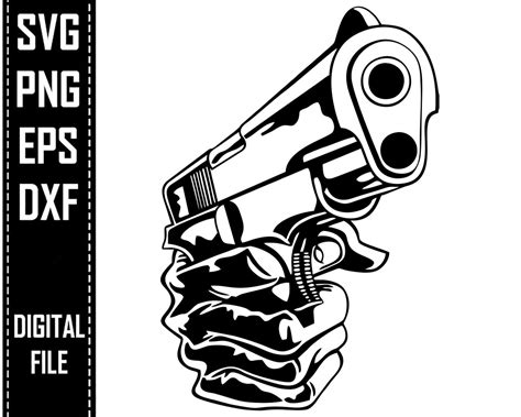 Hand Holding Gun Vector Design Logo Pistol Weapon Shoot Etsy