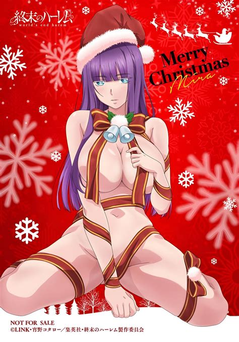 Rule 34 Bells Blue Eyes Breasts Christmas Clothing Christmas Outfit Half Naked Purple Hair