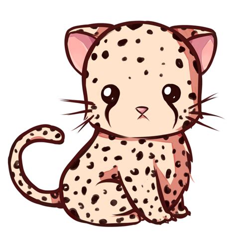 A Drawing Of A Cheetah Sitting Down With Its Paws Crossed And Eyes Wide