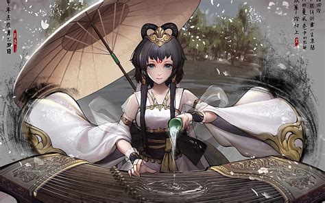 Hd Wallpaper Luo Tianyi Anime Girls Hanfu Umbrella Chinese Zither