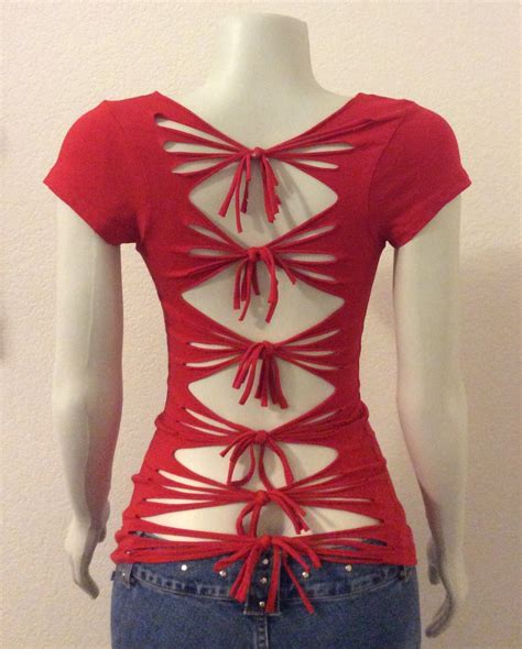 Red Womans T Shirt Inspired By Adam Saaks Etsy Diy Cut Shirts