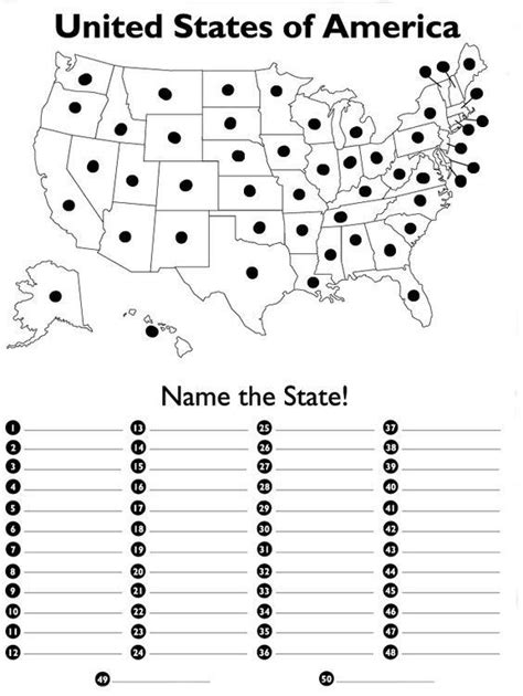 Blank Us Map Quiz Printable United States Map Quiz Fill In In 2020