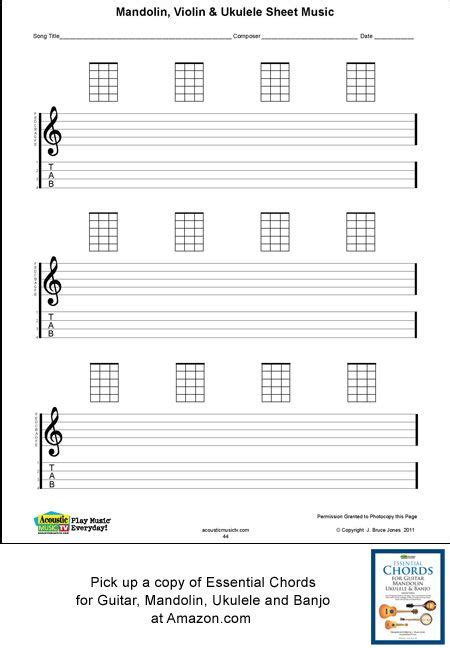 Ukulele Blank Sheet Music Staff Tab Acoustic Music Tv Ukulele