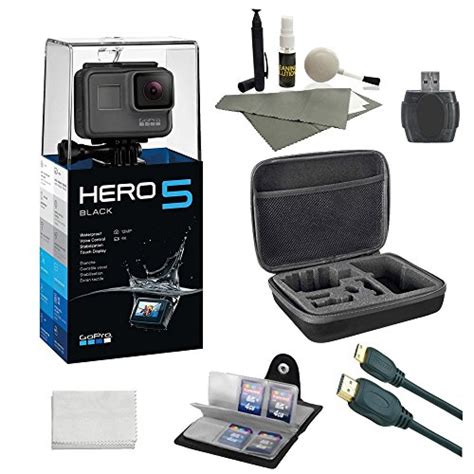 It's always a good idea to have another spare cards in the pocket, so you can record videos. GoPro HERO 5 Black 7 items + 64 GB Micro SD + Case + Accessory Bundle