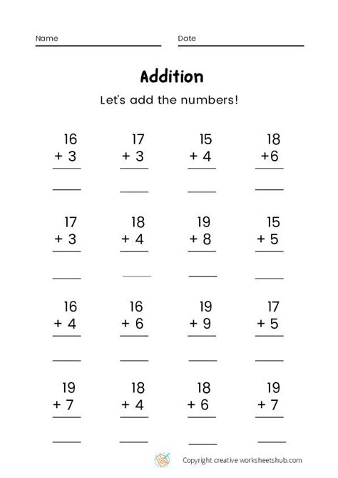Addition Facts To 20 Worksheets First Grade Addition Worksheets 1st Grade Math Addition