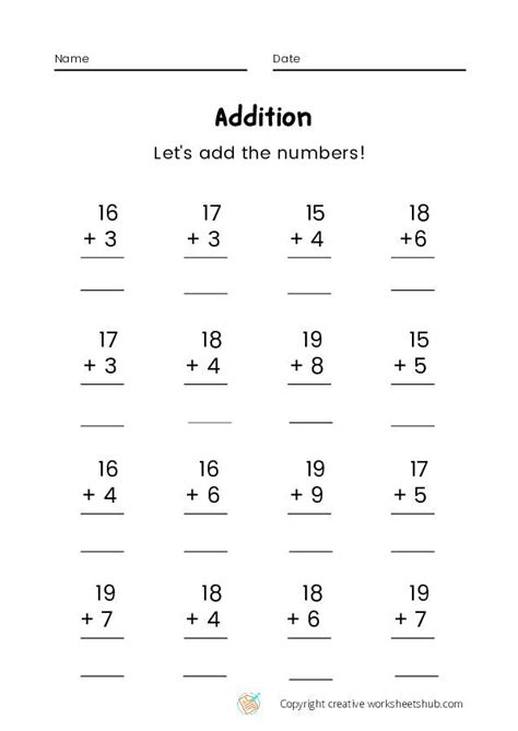 Addition Worksheets For Grade 1 Creativeworksheetshub