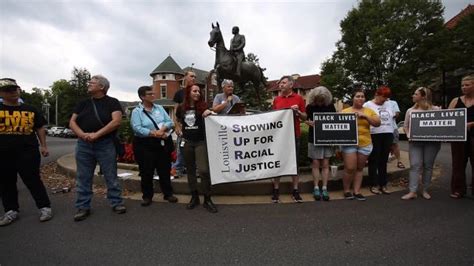 Protesters Demand The Removal Of Castleman Statue In Cherokee Triangle