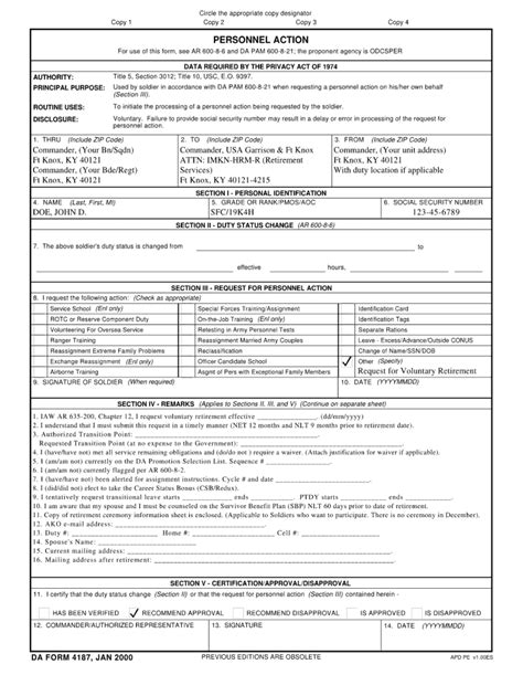 Da Form 4187 Fill Out And Sign Printable Pdf Template Signnow
