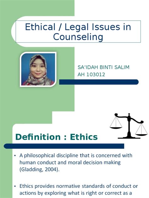 Clinical challenges and ethical issues. ETHICAL ISSUES IN COUNSELING_saida.ppt | School Counselor ...