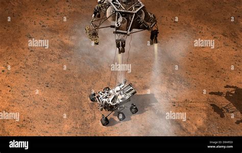 Artists Concept Of Nasas Curiosity Rover Touching Down Onto The