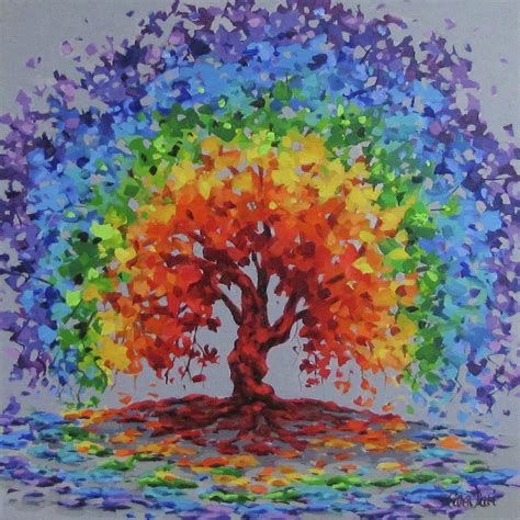 Rainbow Tree Painting By Karen Ilari Pixels