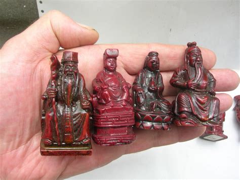 Set Of 13 Miniature Chinese Figurines In Vintage Solid Red Etsy