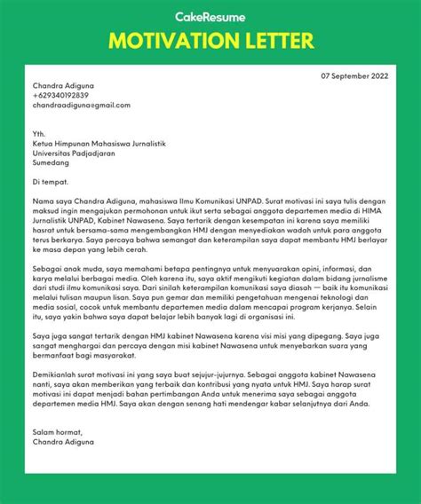 Struktur Motivation Letter