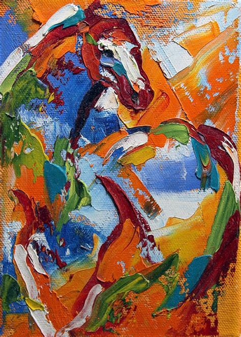 Day 1 Orange Horse Painting Abstract Contemporary Horse