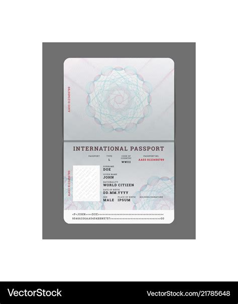 Blank Open Passport Template Royalty Free Vector Image