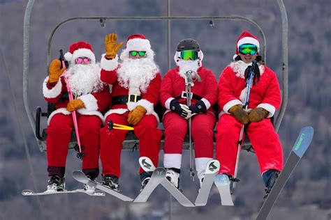 Its All Downhill For 300 Skiing Santas A Grinch And A Tree