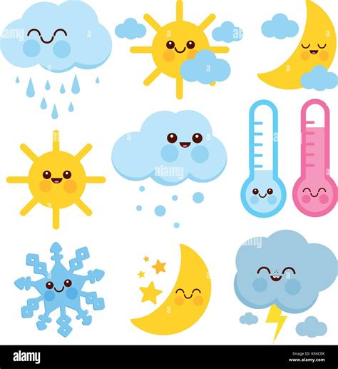 Lindo Clima Conjunto Vector Iconos Imagen Vector De Stock Alamy