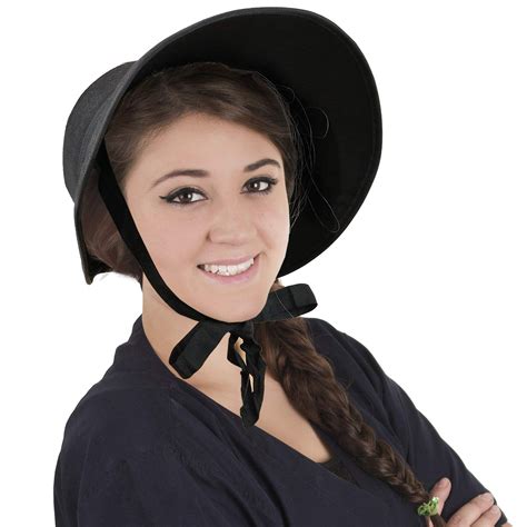 Skeleteen Vintage Old Fashioned Bonnet Black Colonial Pioneer Prairie