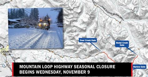 Mountain Loop Highway Closes For The Season Tomorrow November 9 From