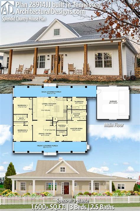 One Story House Plan Farmhouse 28914jj 1600 Sq Ft 3 Bed House Plan