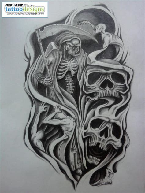 Skulls Half Sleeve Tattoo Design